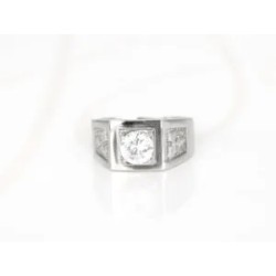 ANILLO ACERO ANCHO RELIEVE ZIRCONIA