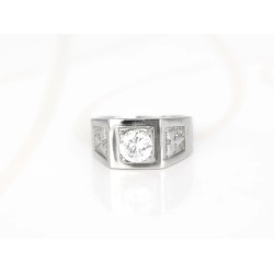 ANILLO ACERO ANCHO RELIEVE ZIRCONIA