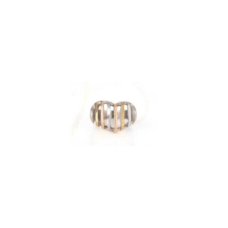 ANILLO ACERO CORAZON RAYAS LISO