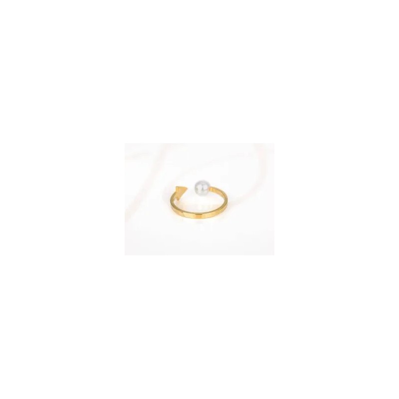 ANILLO ACERO FLECHA PERLA LISO