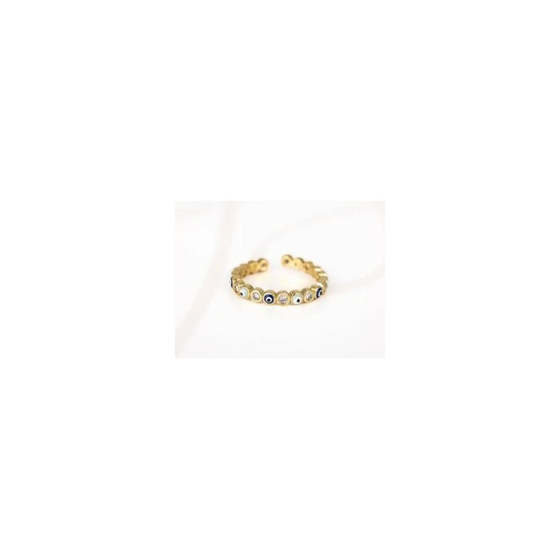 ANILLO ACERO OJITOS COLORES ZIRCONIA