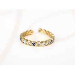 ANILLO ACERO OJITOS COLORES ZIRCONIA