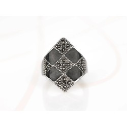 ANILLO ACERO ROMBOS ESMALTADO ZIRCONIA