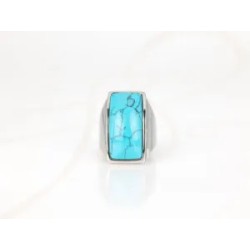 ANILLO ACERO RECTANGULO ALARGADO PIEDRA