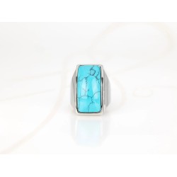 ANILLO ACERO RECTANGULO ALARGADO PIEDRA