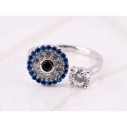 ANILLO DE PLATA OJO DE CRISTAL