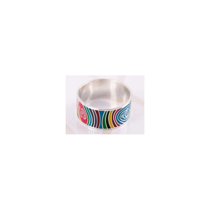 ANILLO DE PLATA ZEBRA MULTICOLOR