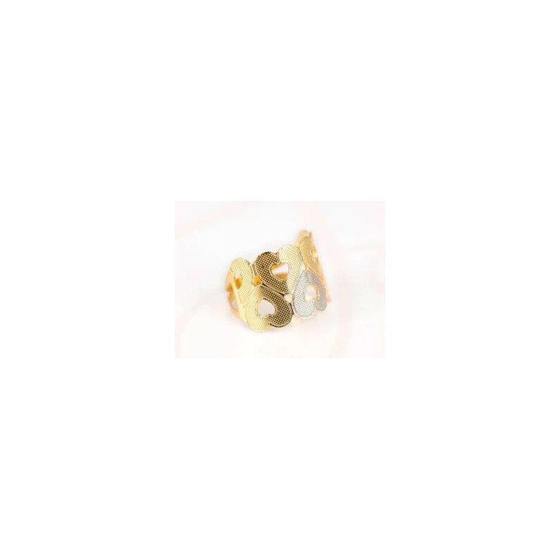 ANILLO ORO LAMINADO LINEAS CORAZONES DIAMANTADO