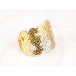 ANILLO ORO LAMINADO LINEAS CORAZONES DIAMANTADO
