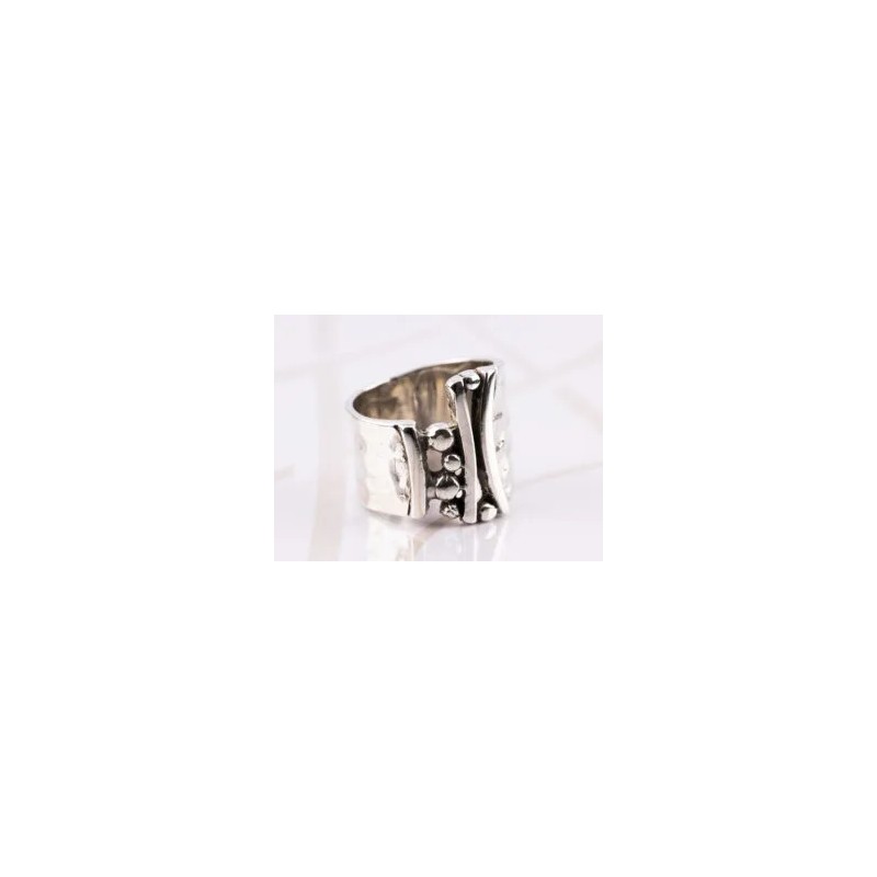 ANILLO PLATA ANCHO GEOMETRICO MARTILLADO