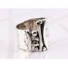 ANILLO PLATA ANCHO GEOMETRICO MARTILLADO