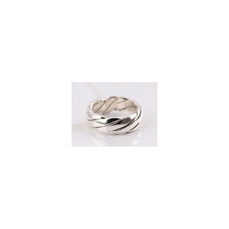 ANILLO PLATA ARGOLLA DIAGONALES LISO