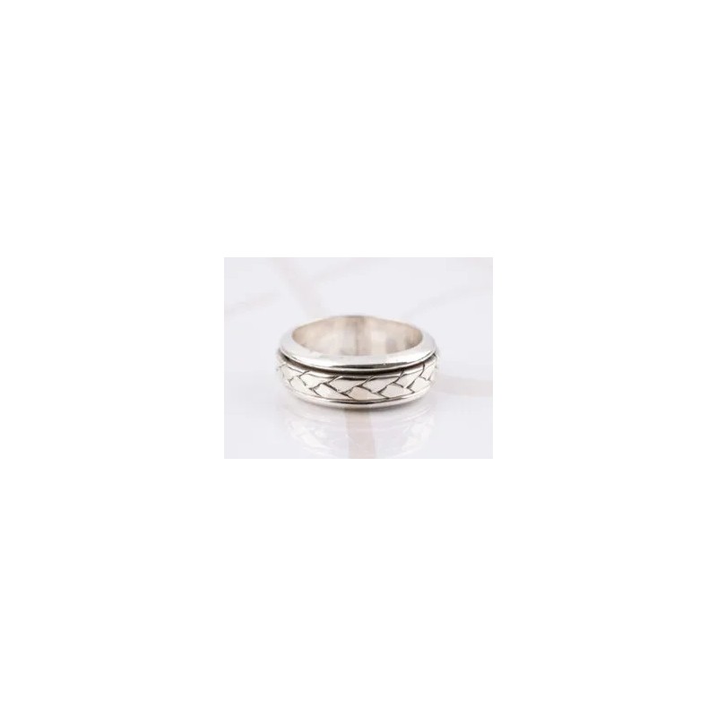 ANILLO PLATA ARGOLLA TRENZADA GIRATORIO