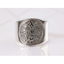 ANILLO PLATA AZTECA CALENDARIO LISO