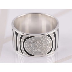 ANILLO PLATA CIRCULO ZEBRA ESMALTADO