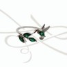 ANILLO PLATA COLIBRI Y HOJA ZIRCONIA VERDE FUERTE