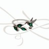 ANILLO PLATA COLIBRI Y HOJA ZIRCONIA VERDE FUERTE