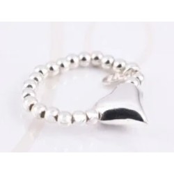 ANILLO PLATA CORAZON LISO BOLA