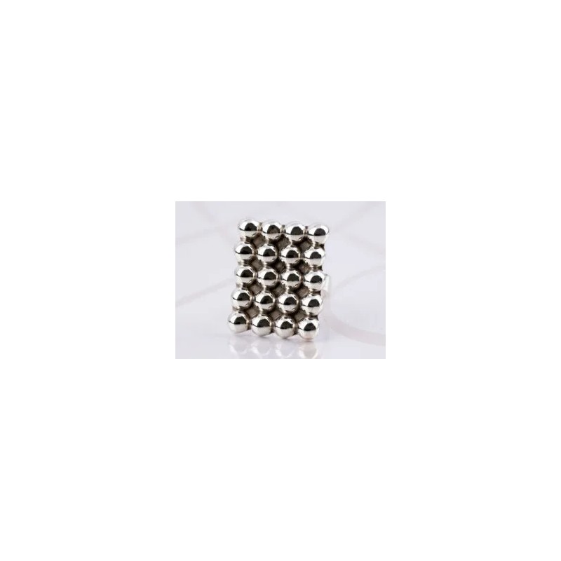 ANILLO PLATA CUADRO BOLA LISO