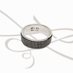 ANILLO PLATA GIRATORIO CUADRITOS PAVONADOS