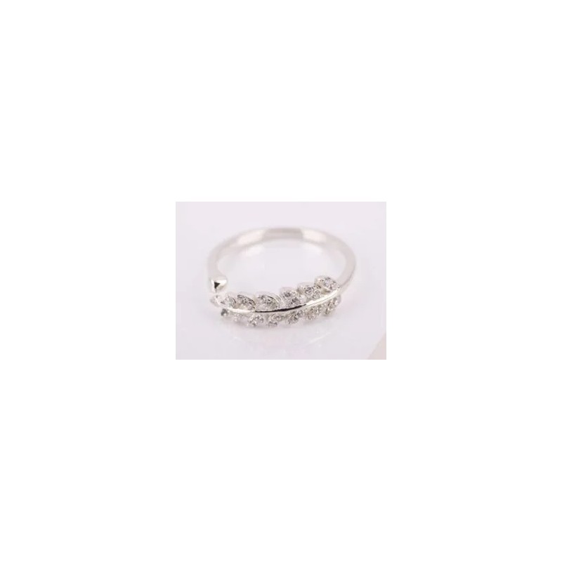 ANILLO PLATA HOJA LAUREL ZIRCONIA