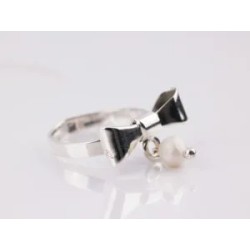 ANILLO PLATA MOÑO PERLA LISO