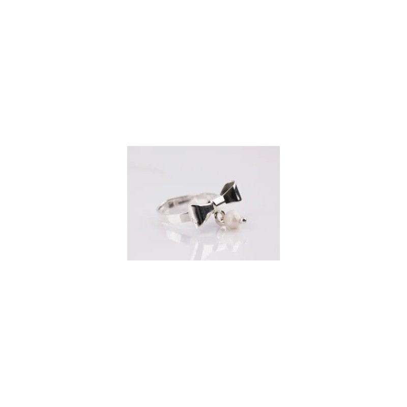 ANILLO PLATA MOÑO PERLA LISO