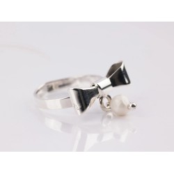 ANILLO PLATA MOÑO PERLA LISO