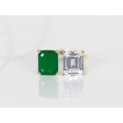 ANILLO PLATA ORO TOURMALINA Y TOPACIO BLANCO