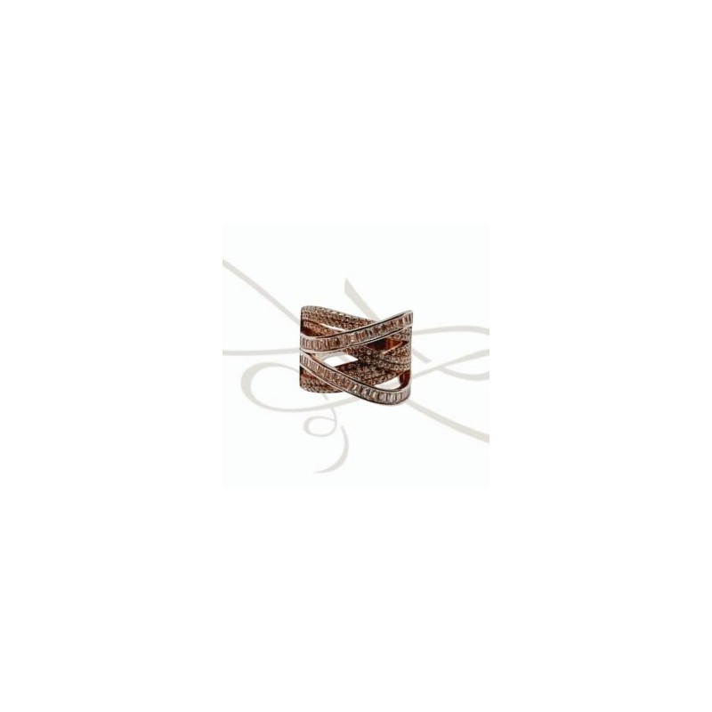 ANILLO PLATA RECUBRIMIENTO ORO ROSA CON ZIRCONIA Y BAGUETTE