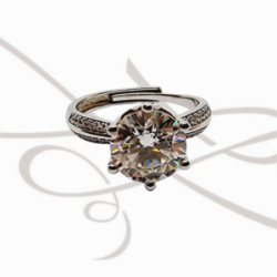 ANILLO PLATA RODIZADA AJUSTABLE CERTIFICADO MOISSANITE