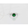 ANILLO PLATA RODIZADA CIRCULAR ESMERALDA VERDE FUERTE