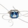 ANILLO PLATA RODIZADA CUADRADO CON HALO BLUE DIAMOND