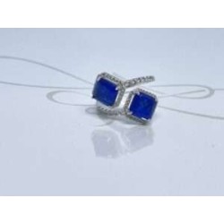ANILLO PLATA RODIZADA CUADRO DOBLE ZAFIRO