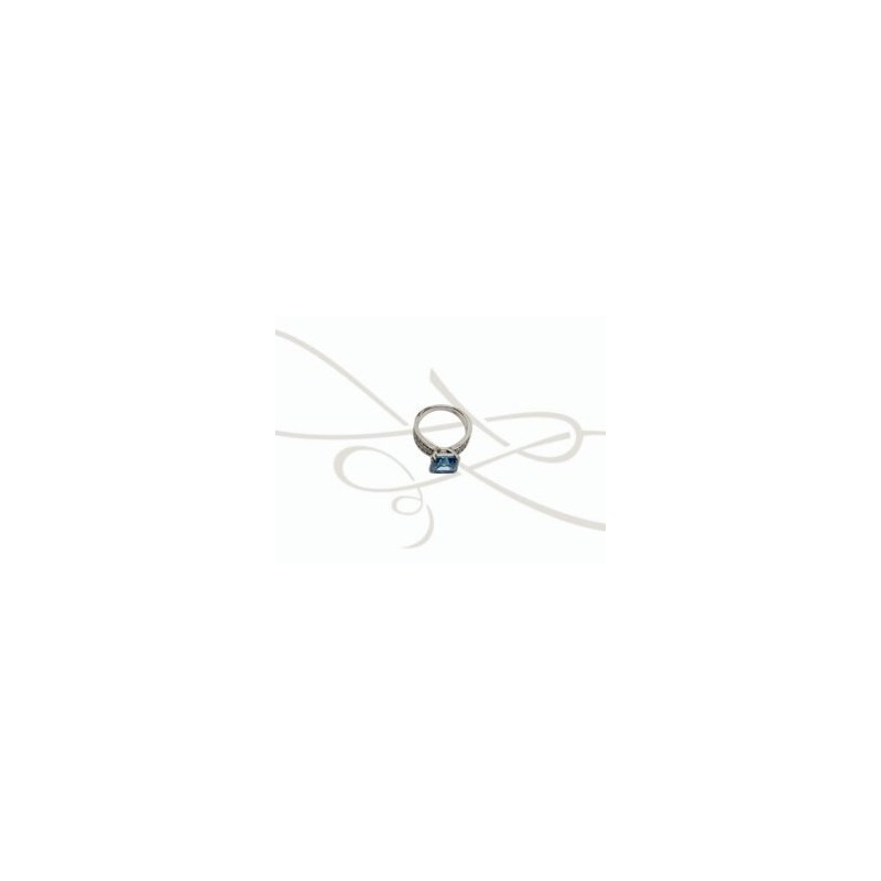 ANILLO PLATA RODIZADA CUADRO PRINCESS TOPACIO AZUL