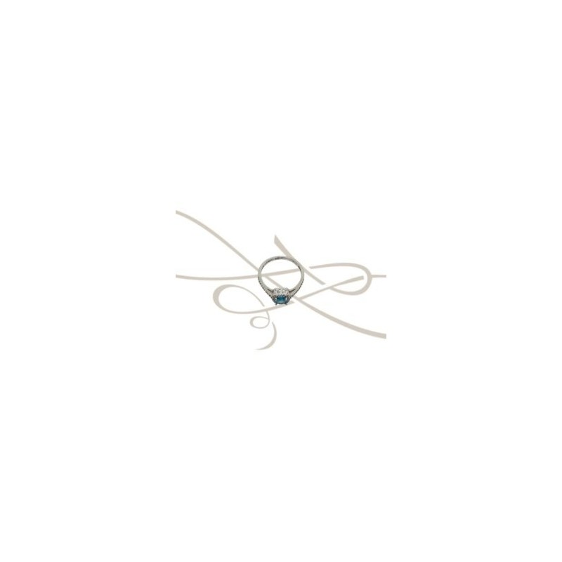 ANILLO PLATA RODIZADA CUADRO TOPACIO AZUL CON HALO