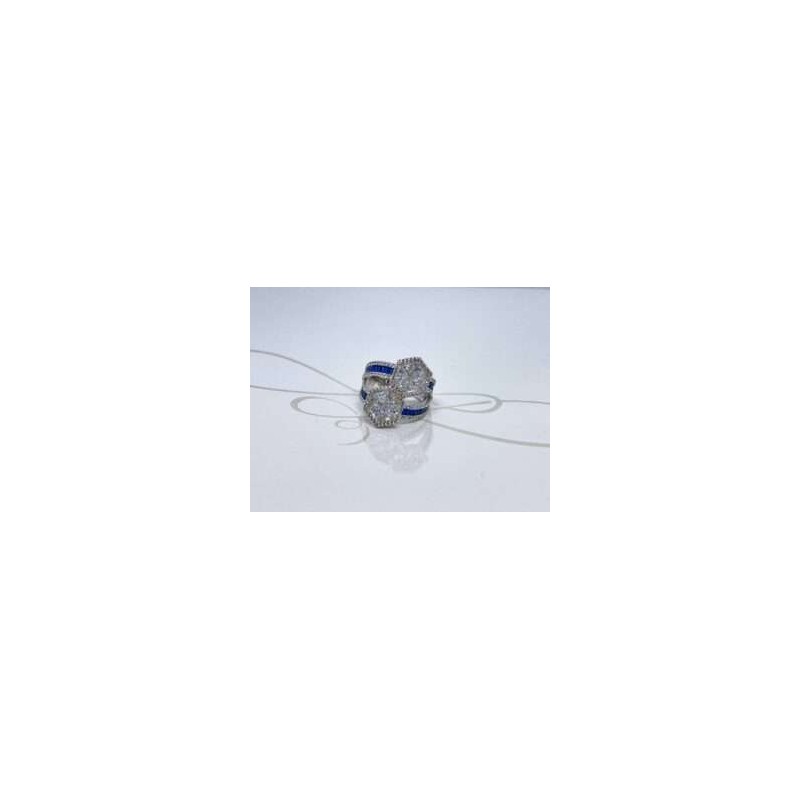 ANILLO PLATA RODIZADA DOBLE BANDA ZAFIRO CON TOPACIO