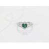 ANILLO PLATA RODIZADA ESMERALDA VERDE CORAZON BAGUETTE