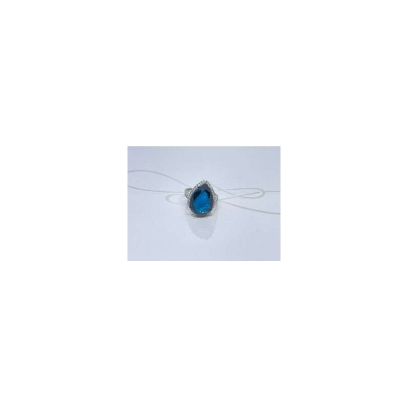 ANILLO PLATA RODIZADA GOTA ZAFIRO GRANDE