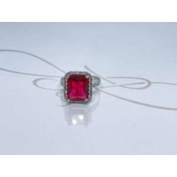 ANILLO PLATA RODIZADA RECTANGULAR CON HALO