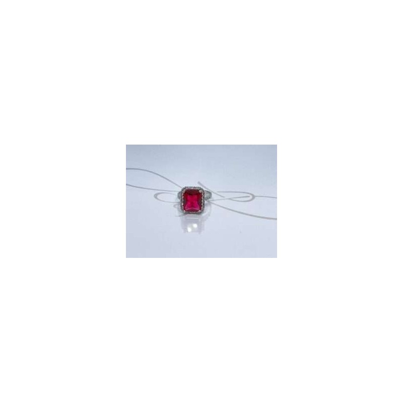 ANILLO PLATA RODIZADA RECTANGULAR CON HALO