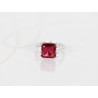 ANILLO PLATA RODIZADA RUBI ROJO CORAZON LATERAL