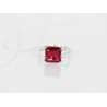 ANILLO PLATA RODIZADA RUBI ROJO CORAZON LATERAL