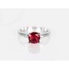 ANILLO PLATA RODIZADA RUBI ROJO DOBLE PUNTO