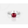 ANILLO PLATA RODIZADA RUBI ROJO DOBLE PUNTO