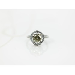 ANILLO PLATA RODIZADA TOPACIO AMARILLO DOBLE CIRCULO