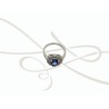 ANILLO PLATA RODIZADA ZAFIRO DOBLE HALO CON TOPACIO BLANCO