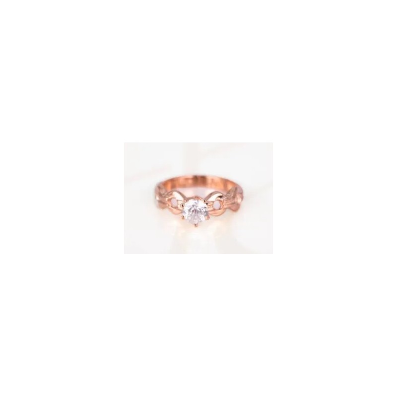ANILLO RECUBRIMIENTO DE ORO ROSA SOLITARIO CIRCULOS ZIRCONIA