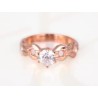 ANILLO RECUBRIMIENTO DE ORO ROSA SOLITARIO CIRCULOS ZIRCONIA