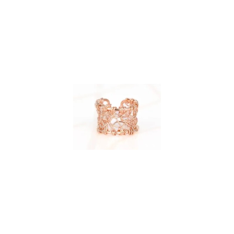 ANILLO RECUBRIMIENTO DE ORO ROSA TEJIDO LISO